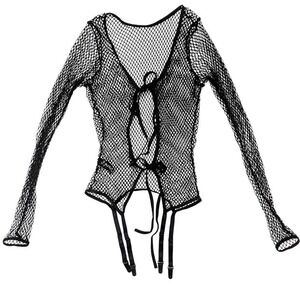 Exposed Magic Silk Fishnet Top Garter Belt Womens S/M Fairy Grunge Gothcore